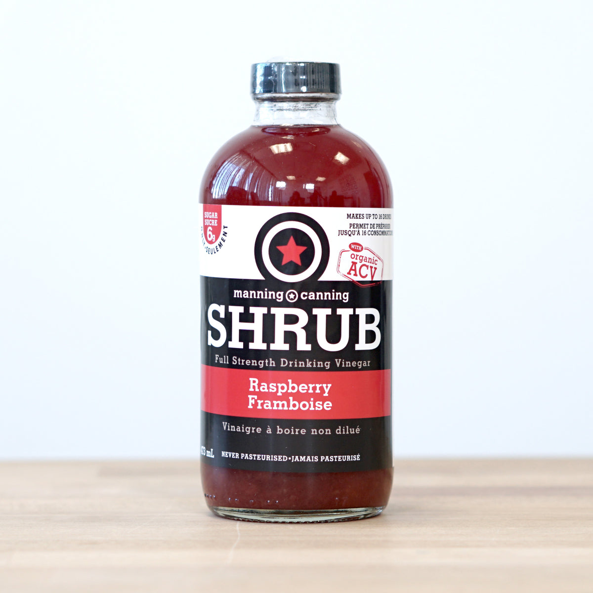 Drinking Vinegar, Raspberry Shrubs (Manning Canning) 16oz Bottle The