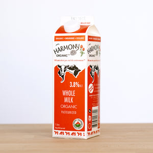 Organic Whole Milk, 3.8% 1L Carton
