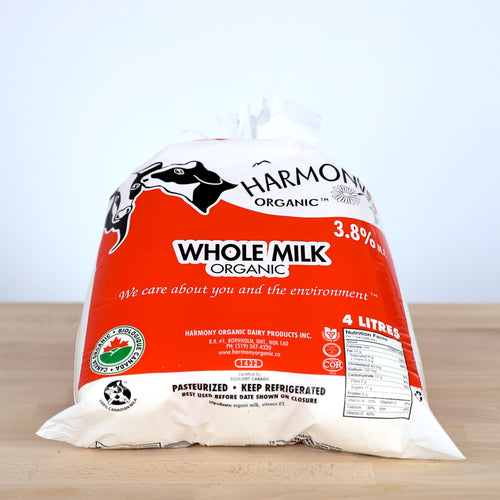 Organic Whole Milk, 3.8% 4L Bag