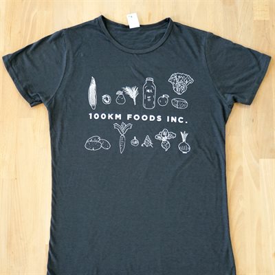 100km Foods Apparel (Women's T-Shirt in Charcoal)